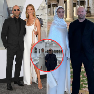 "Celebrities in Awe: Jason Statham & Rosie Huntington-Whiteley's Grand Mosque Journey Unveiled!"