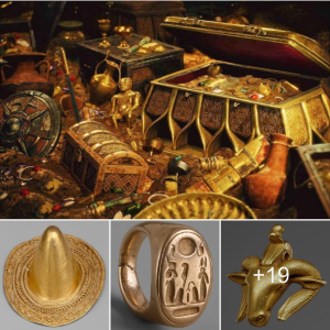 The golden hat and countless treasures were found in the Tell Basta treasure trove around 1279–1213 BC.